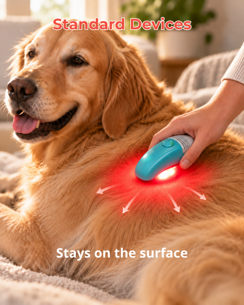 Illustration of a standard red light device with shallow light penetration