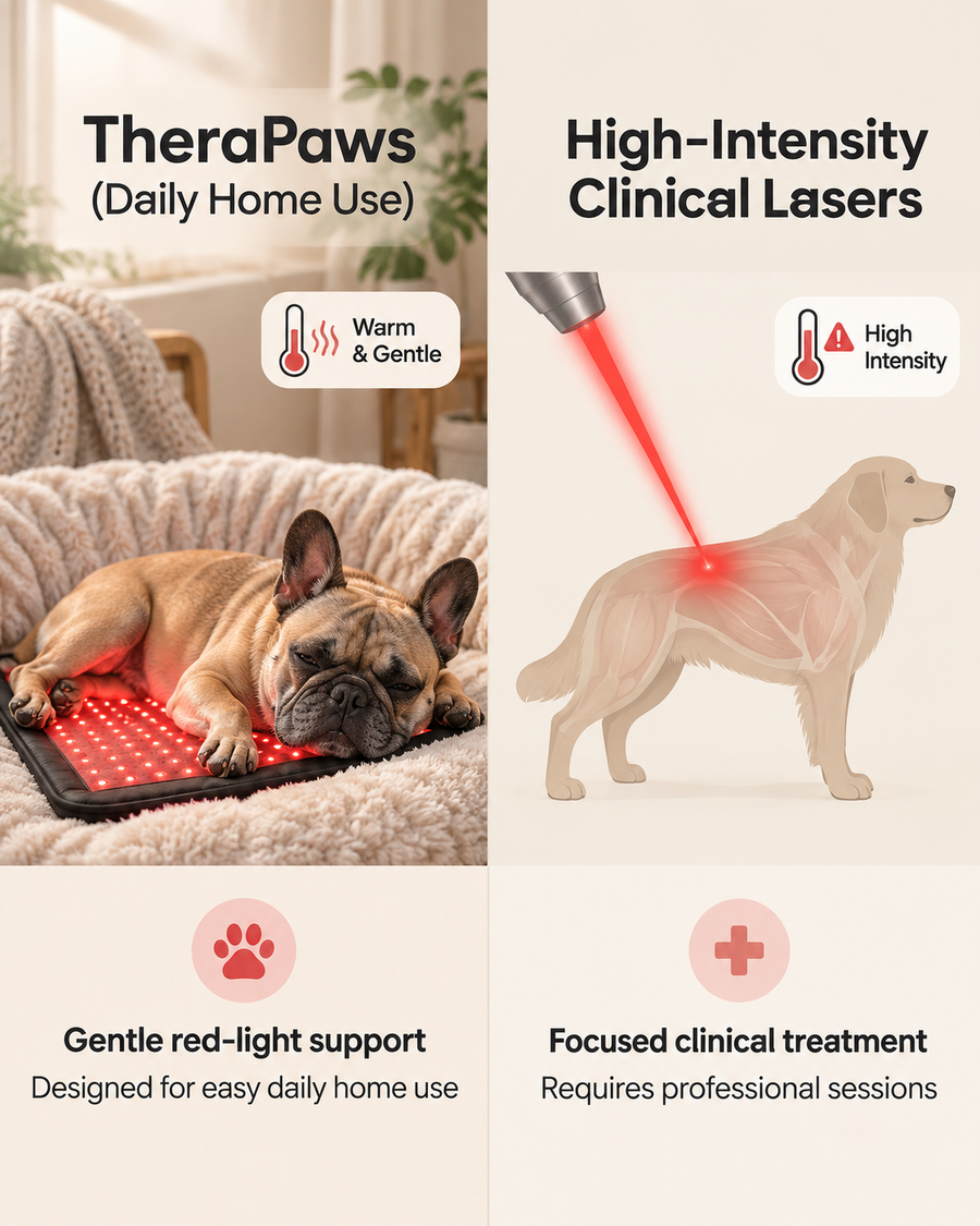 TheraPaws mat versus high-intensity clinical lasers comparison