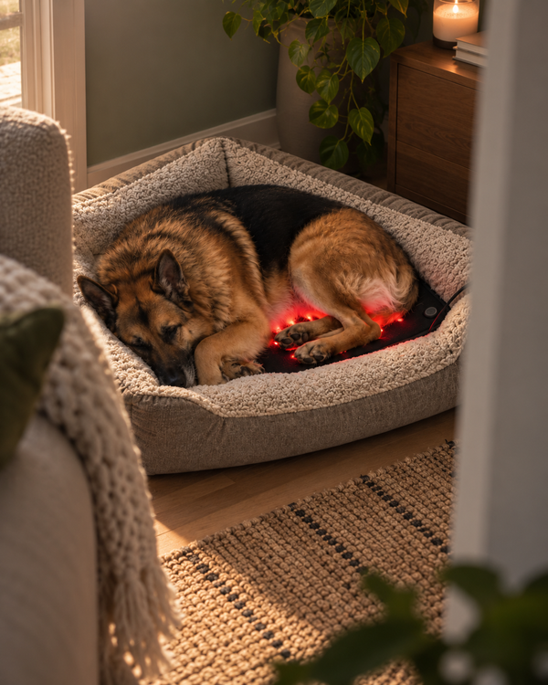 German Shepherd resting with TheraPaws