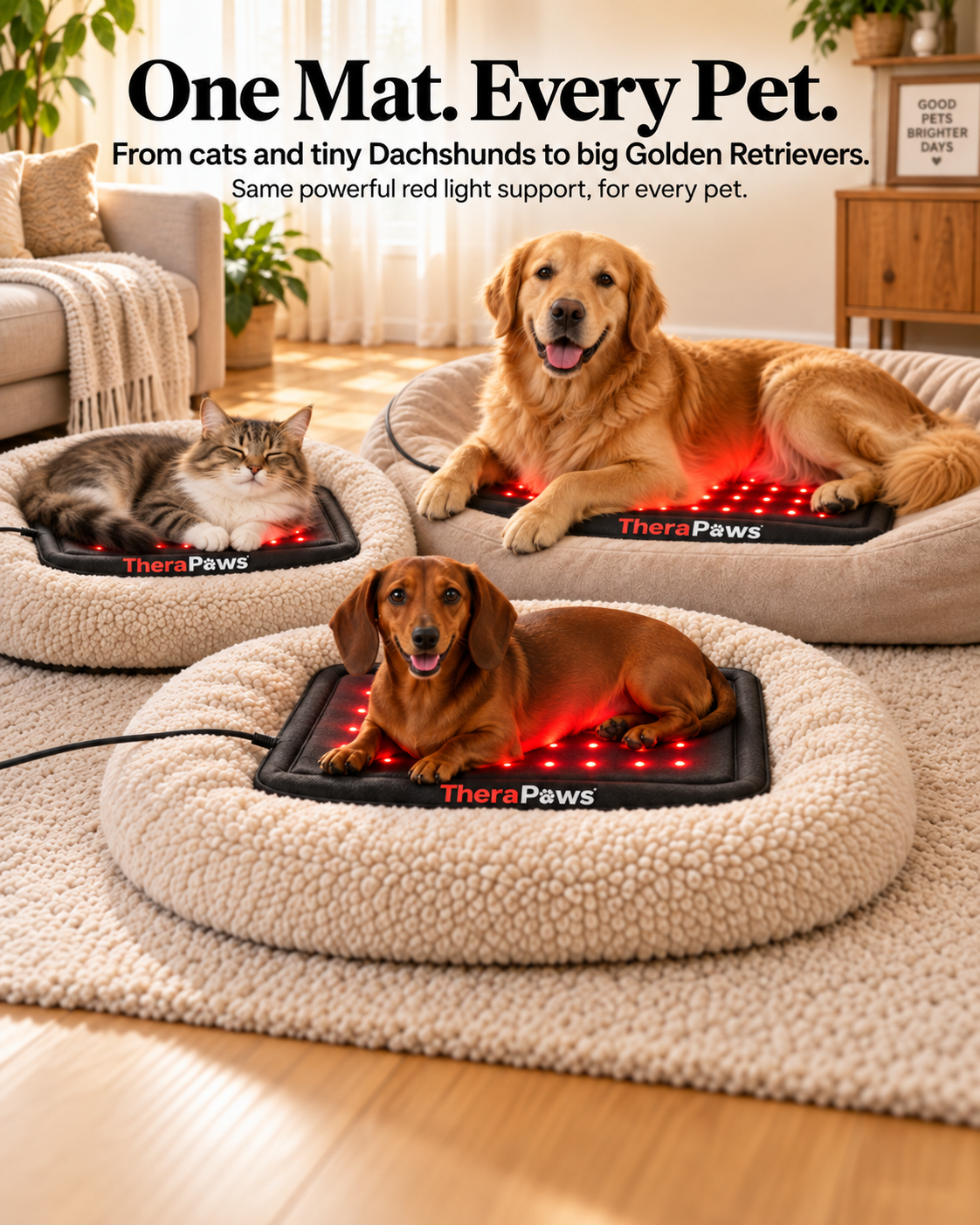 Renew™ Red Light Therapy Pet Mat — Fits Any Bed